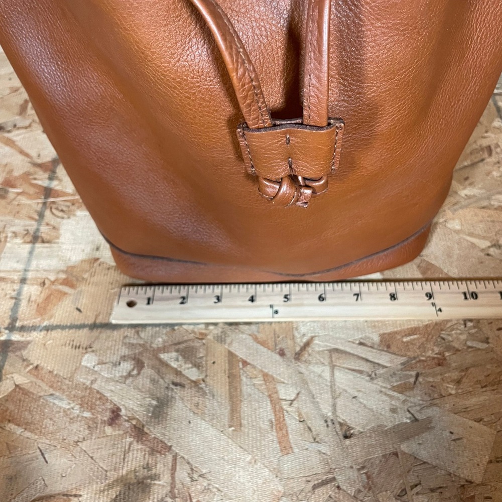 Madewell Bucket Bag Women Medium Cognac Brown Leather Drawstring Crossbody - Picture 9 of 16
